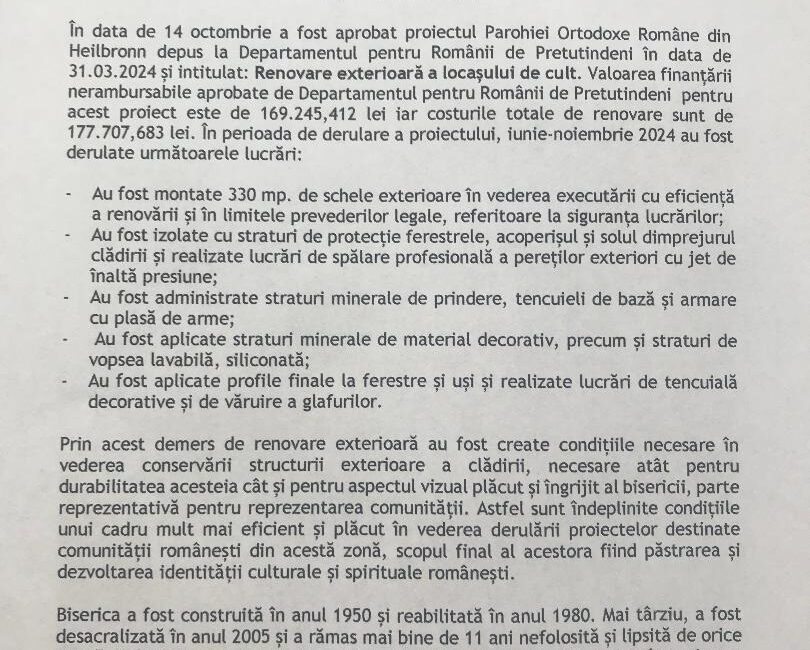 Renovarea exterioară a bisericii